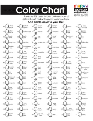 Blank 108 Colors Chart