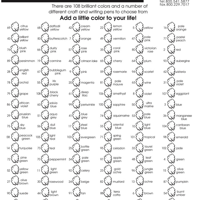 Blank 108 Colors Chart