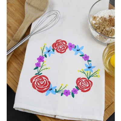 Floral Wreath Custom Kitchen Towel