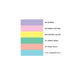Le plume II six piece spring set color chart with wisteria, bubblegum pink, daffodil yellow, spring green, pastel peach, and caribbean blue