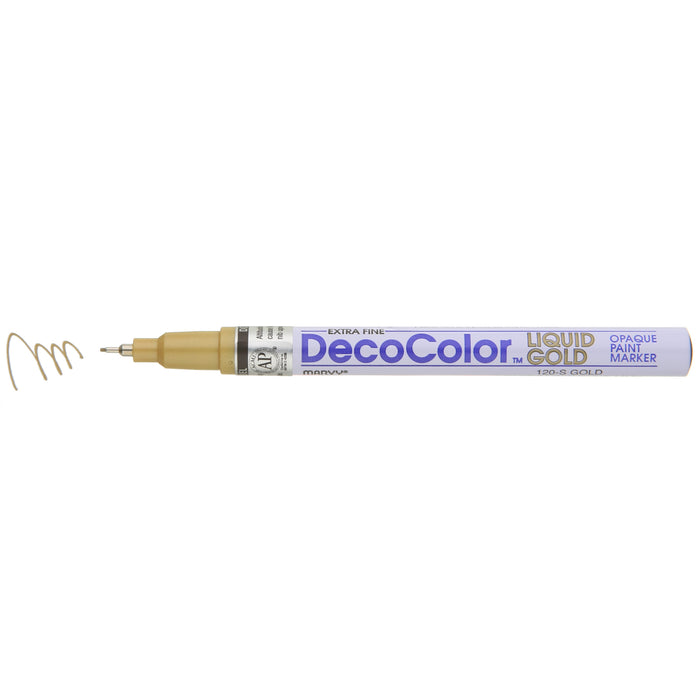 DECOCOLOR® LIQUID GOLD PAINT MARKER EXTRA FINE with color squiggle at the tip