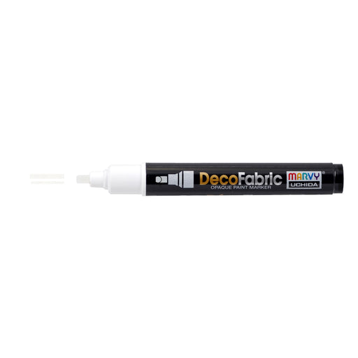 Decofabric marker white with cap off and color lines at tip