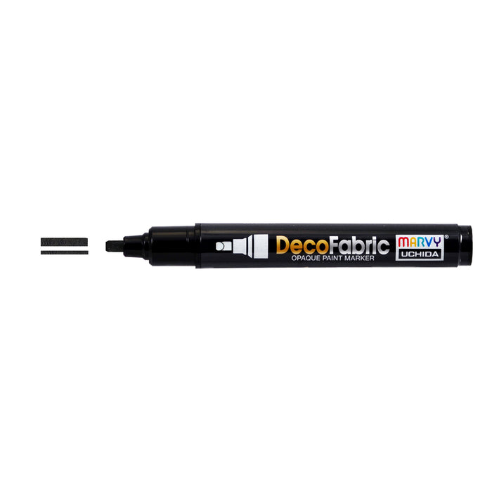 Decofabric marker black with cap off and color line at tip