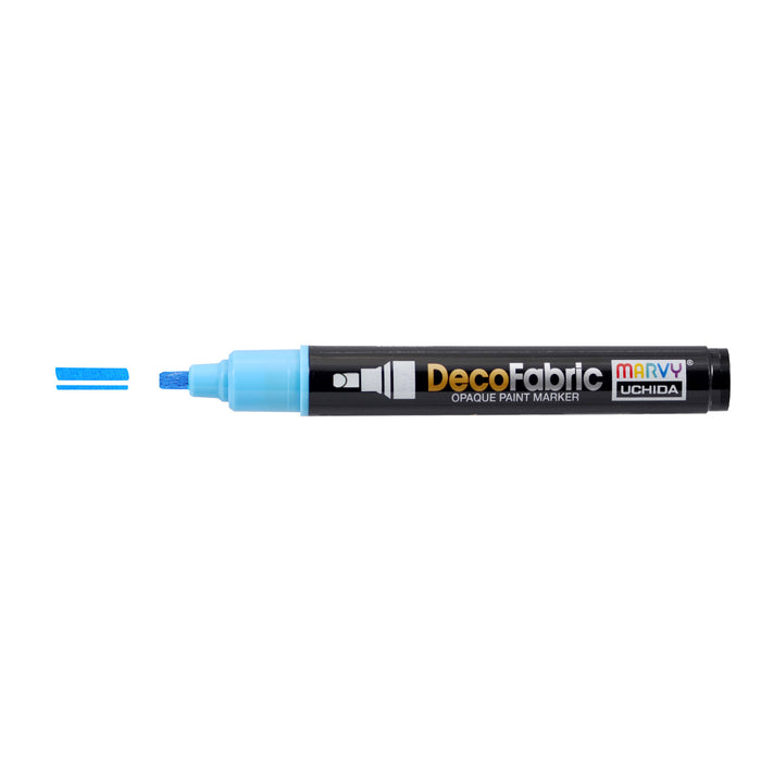 Decofabric marker light blue with cap off and color lines at tip