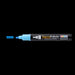 Decofabric marker light blue with cap off and color lines at tip with black background