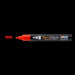 Decofabric marker red with cap off and a color line at tip with black background