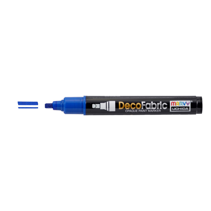 Decofabric marker blue with cap off and color lines at tip