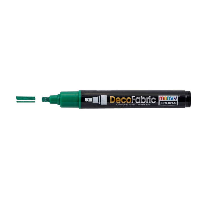 Decofabric marker green with cap off and color lines at tip