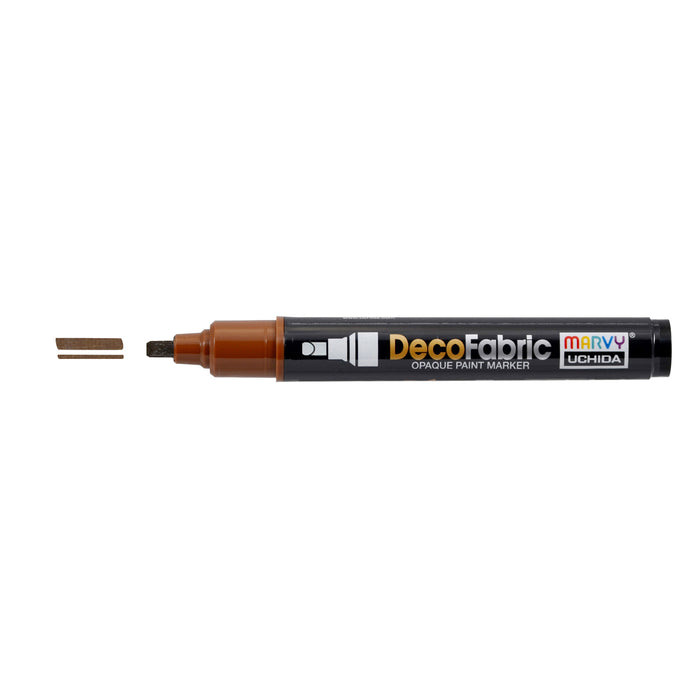Decofabric marker brown with cap off and color lines at tip