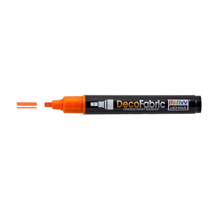 Decofabric marker orange with cap off and color lines at tip