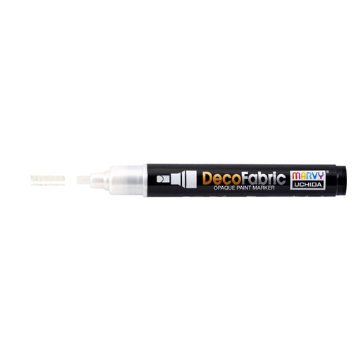 Decofabric marker pearl white with cap off and color lines at tip