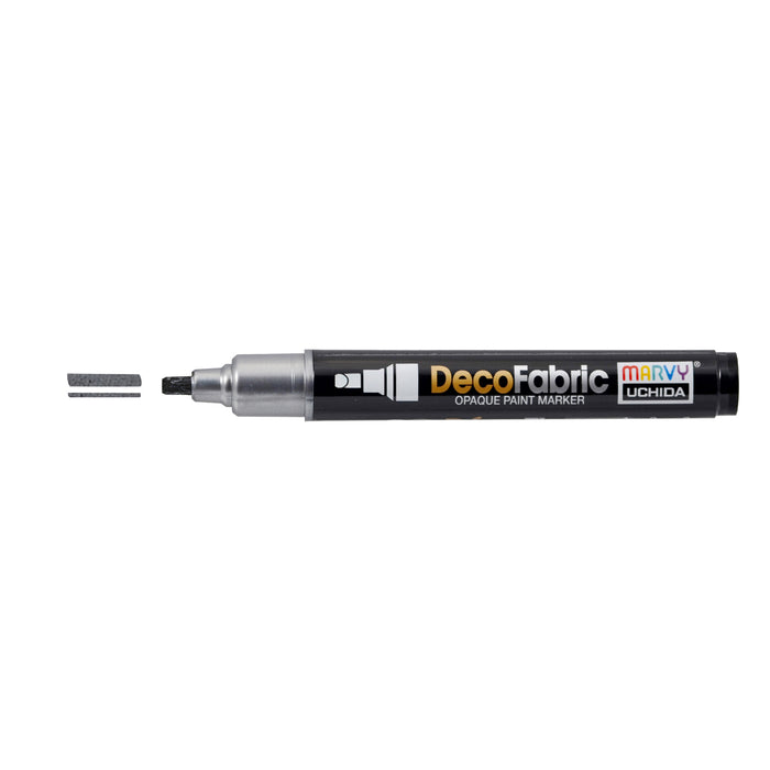 Decofabric marker pearl black with cap off and color lines at tip