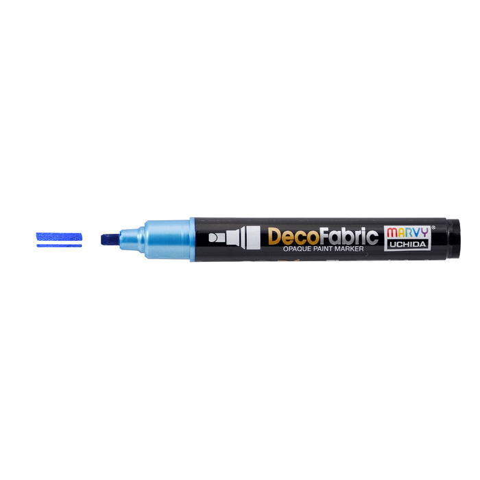 Decofabric marker pearl blue with cap off and color lines at tip