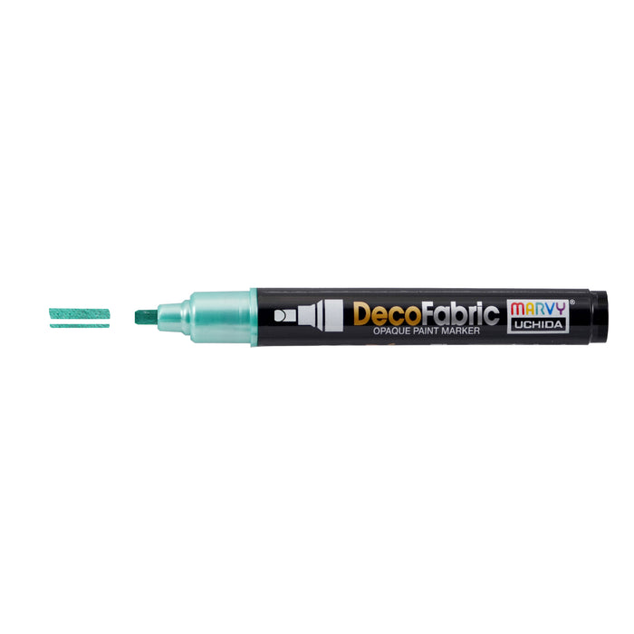 Decofabric marker pearl green with cap off and color lines at tip
