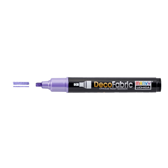 Decofabric marker pearl violet with cap off and color lines at tip