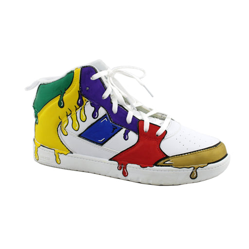a decorated shoe using some of the classic set colors gold and black