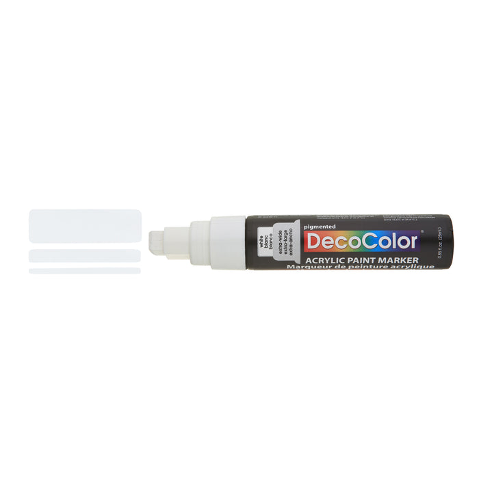 DECOCOLOR ACRYLIC JUMBO PAINT MARKER white showing 3 different line width at the tip