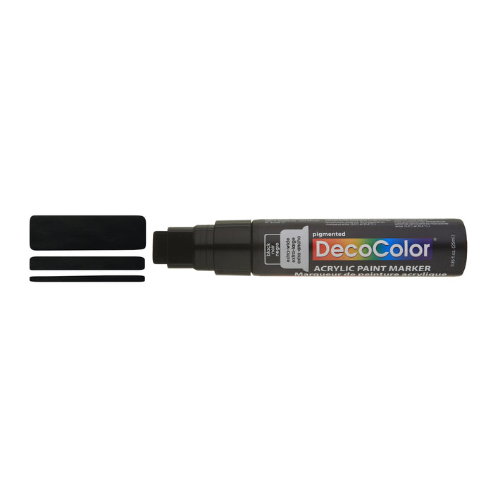 DECOCOLOR ACRYLIC JUMBO PAINT MARKER black showing 3 different line width at the tip