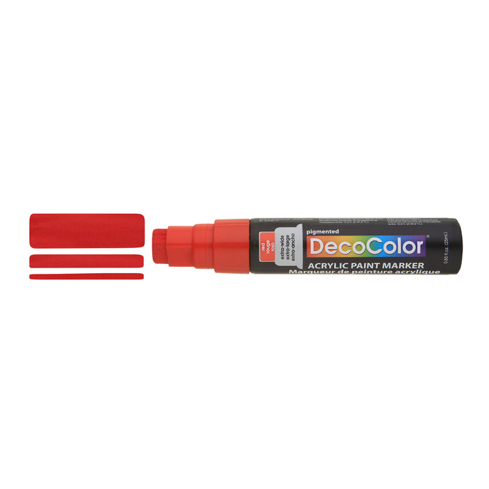 DECOCOLOR ACRYLIC JUMBO PAINT MARKER red showing 3 different line width at the tip