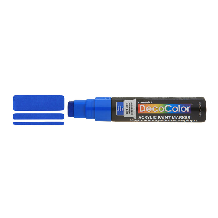 DECOCOLOR ACRYLIC JUMBO PAINT MARKER blue showing 3 different line width at the tip