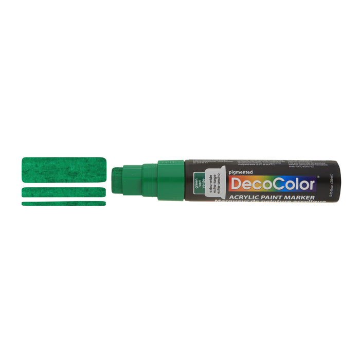 DECOCOLOR ACRYLIC JUMBO PAINT MARKER green showing 3 different line width at the tip