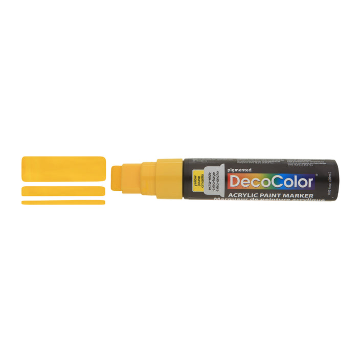 DECOCOLOR ACRYLIC JUMBO PAINT MARKER yellow showing 3 different line width at the tip