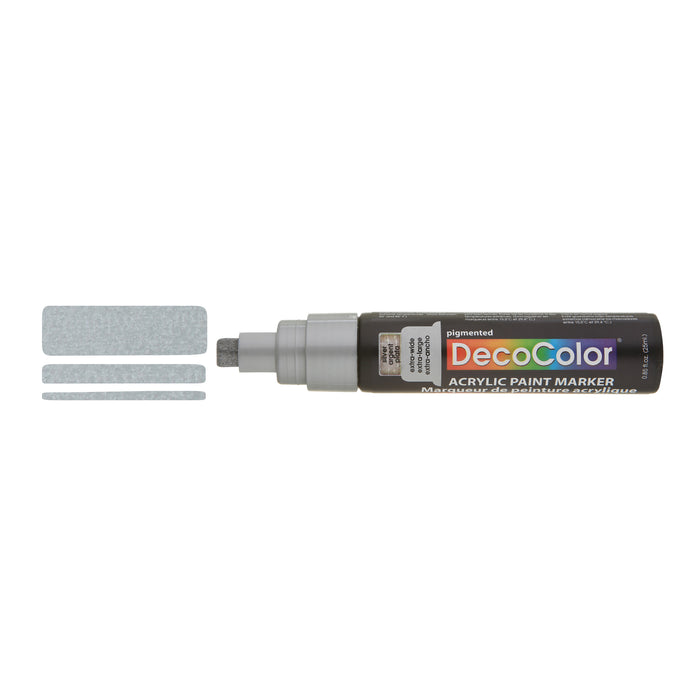 DECOCOLOR ACRYLIC JUMBO PAINT MARKER silver showing 3 different line width at the tip