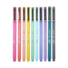 Le Pen ten piece set with cap on n pink, coral pink, pastel peach, yellow, peppermint, pale blue, periwinkle, wisteria, teak, and dark grey.