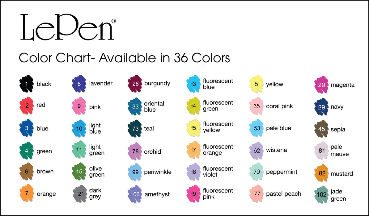 LE PEN COLOR CHART