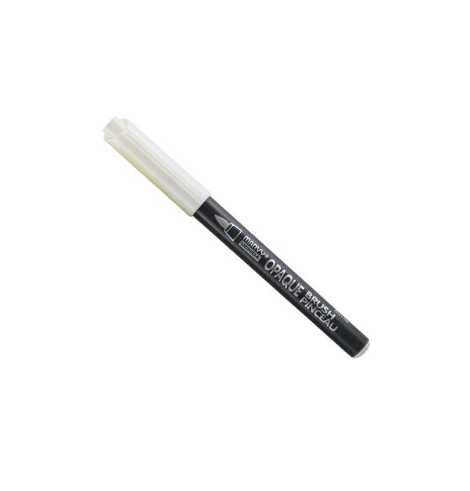 Opaque brush white marker with cap on