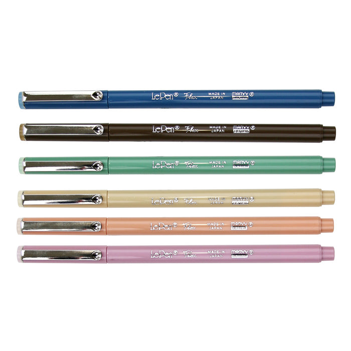 LE PEN FLEX GROUP OF 6 RETRO COLOR PENS WITH CAP ON
