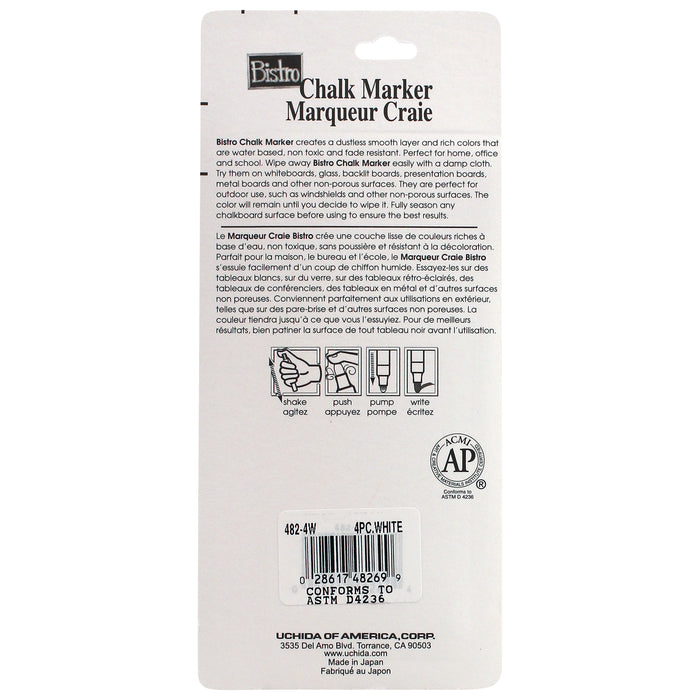 Marvy Uchida Bistro chalk marker fine tip set's back card.