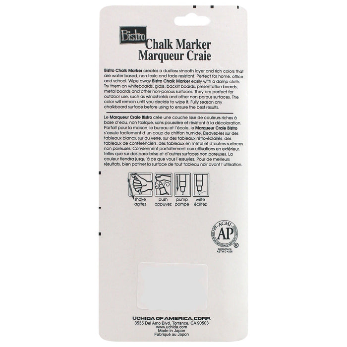 Marvy Uchida Bistro chalk marker extra fine 4 piece set back card.
