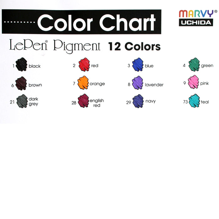 Le pen pigment color chart
