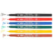 Shoe decor fabric marker primary set markers with the cap off showing color squiggles at the tips. Black, red, blue, green, yellow and brown.