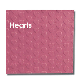 A sample paper of hearts pattern crimped on it