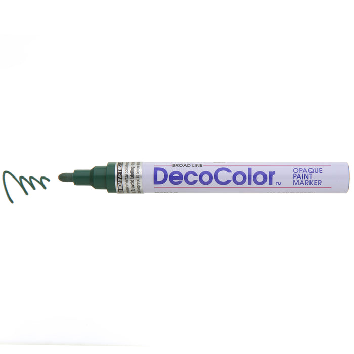 DECOCOLOR® PAINT MARKER BROAD pine green with color squiggle at the tip