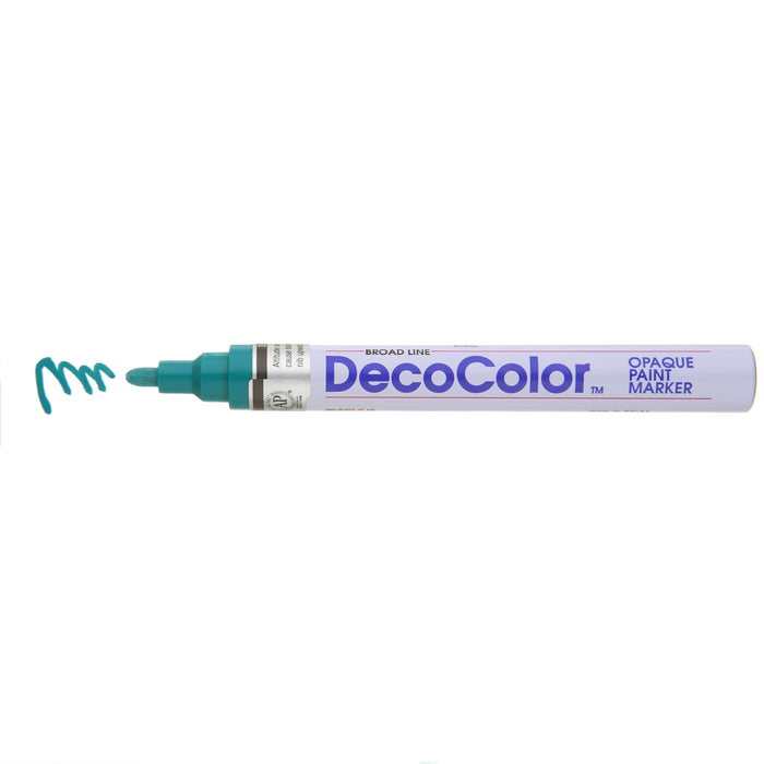 DECOCOLOR® PAINT MARKER BROAD teal with color squiggle at the tip