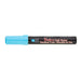 Bistro chalk fluorescent blue chisel tip marker with cap on.