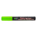 Bistro chalk fluorescent green chisel tip marker with cap on.