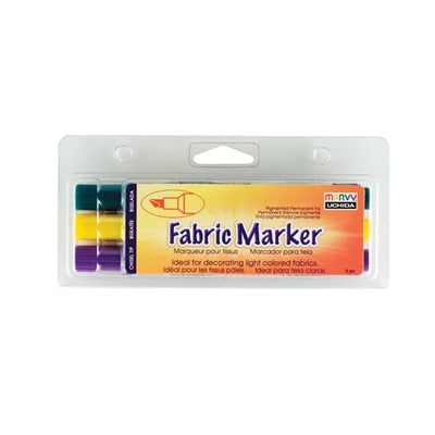 MARVY® FABRIC MARKER CHISEL TIP 3 piece set green, yellow, and purple - Marvy Uchida