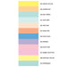 LE PLUME II 12 PIECE PASTEL SET color chart with lemon yellow, rosewood, pale green, blue grey, pale pink, rose pink, salvia blue, wisteria, dusty pink, bubblegum pink, daffodil yellow, and peppermint
