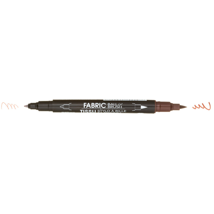 FABRIC BALL AND BRUSH brown with ball point and brush tip