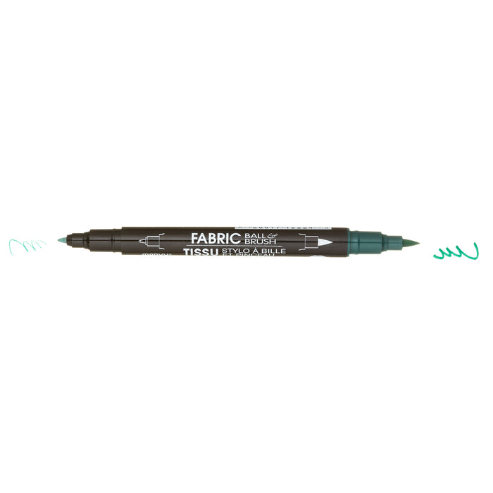 FABRIC BALL AND BRUSH green with ball point and brush tip