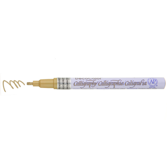 gold CALLIGRAPHY PAINT MARKER with color squiggle at the tip