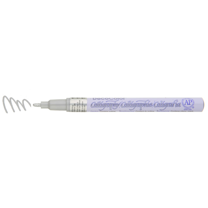 silver CALLIGRAPHY PAINT MARKER with color squiggle at the tip