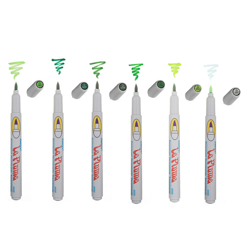 le plume permanent green set markers with cap off showing color squiggle at the tip