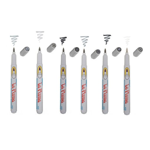 Le plume permanent grey set markers with cap off and color squiggle at the tip