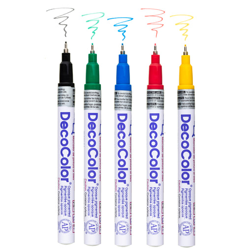 DECOCOLOR PAINT MARKER EXTRA FINE black, green, blue, red, and yellow