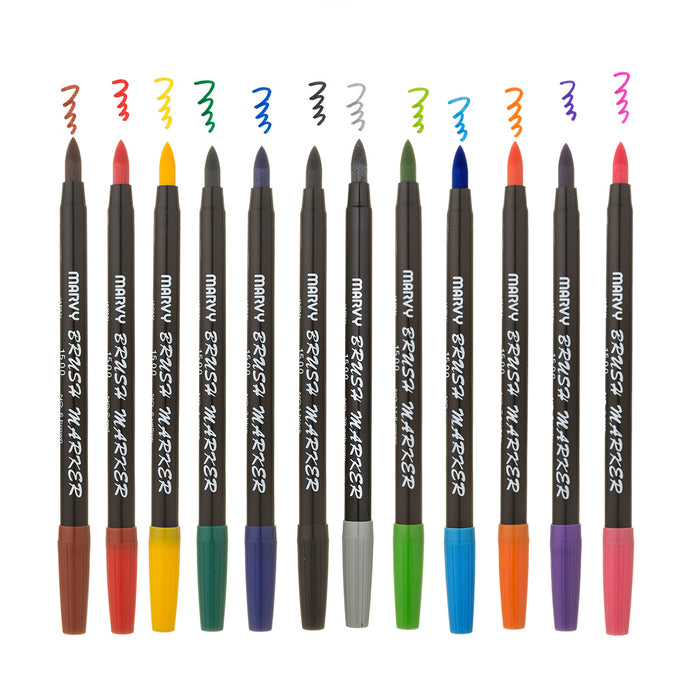 BRUSH MARKER - 12 PIECE PRIMARY SET A